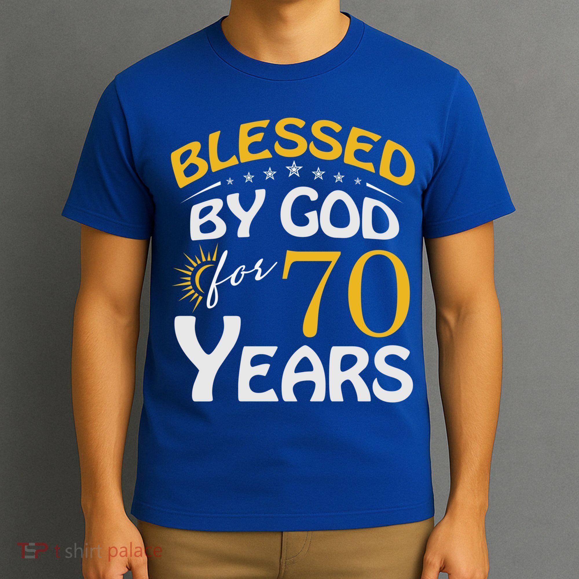 Vintage Blessed By God For 70 Years Old Happy 70th Birthday Cute Gift T-Shirt