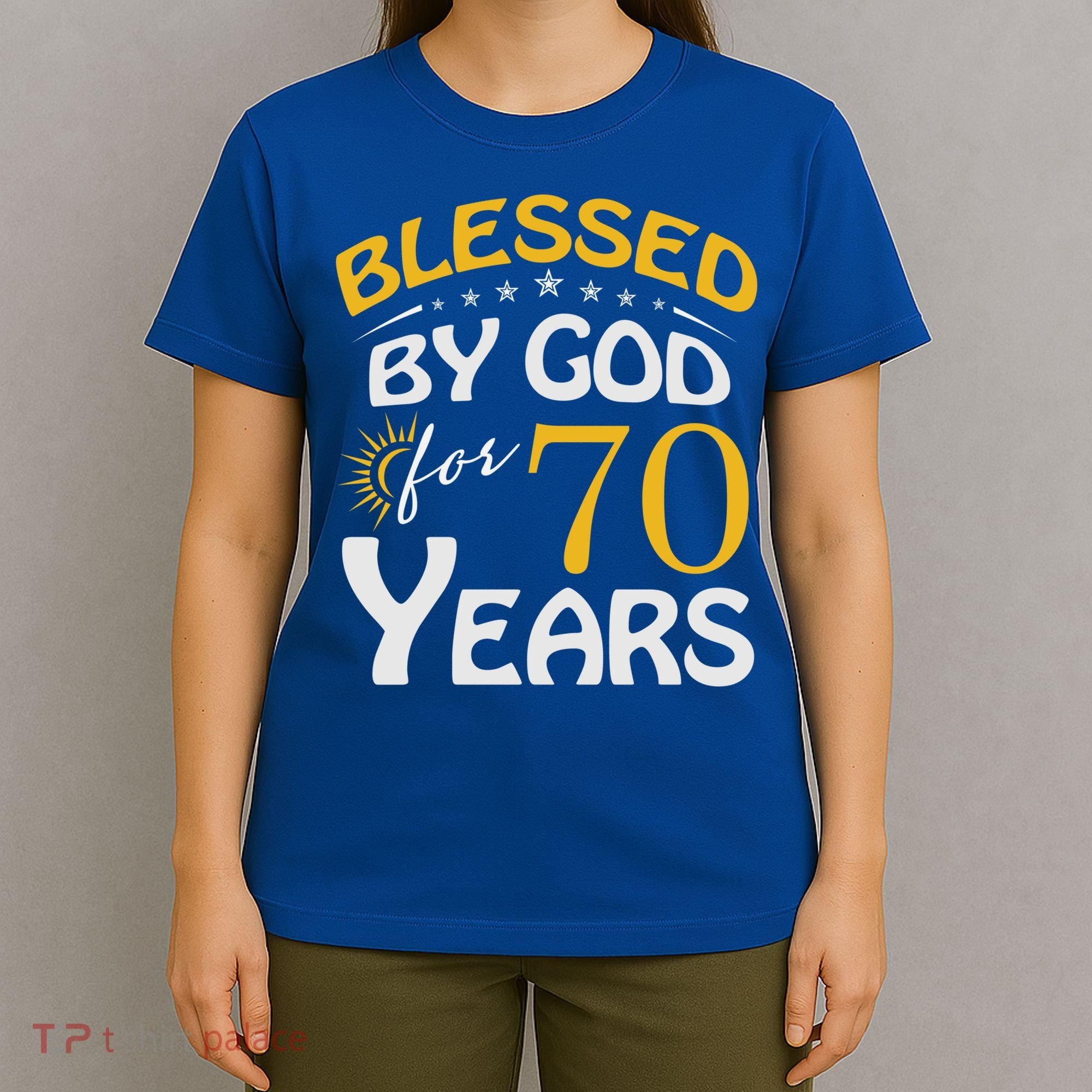 Vintage Blessed By God For 70 Years Old Happy 70th Birthday Cute Gift T-Shirt