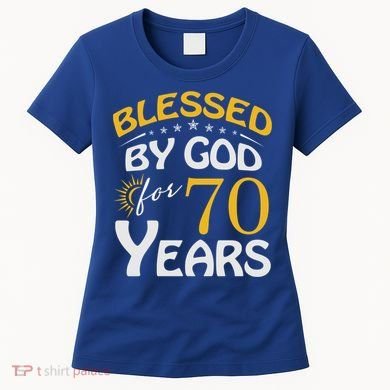 Vintage Blessed By God For 70 Years Old Happy 70th Birthday Cute Gift Women's T-Shirt
