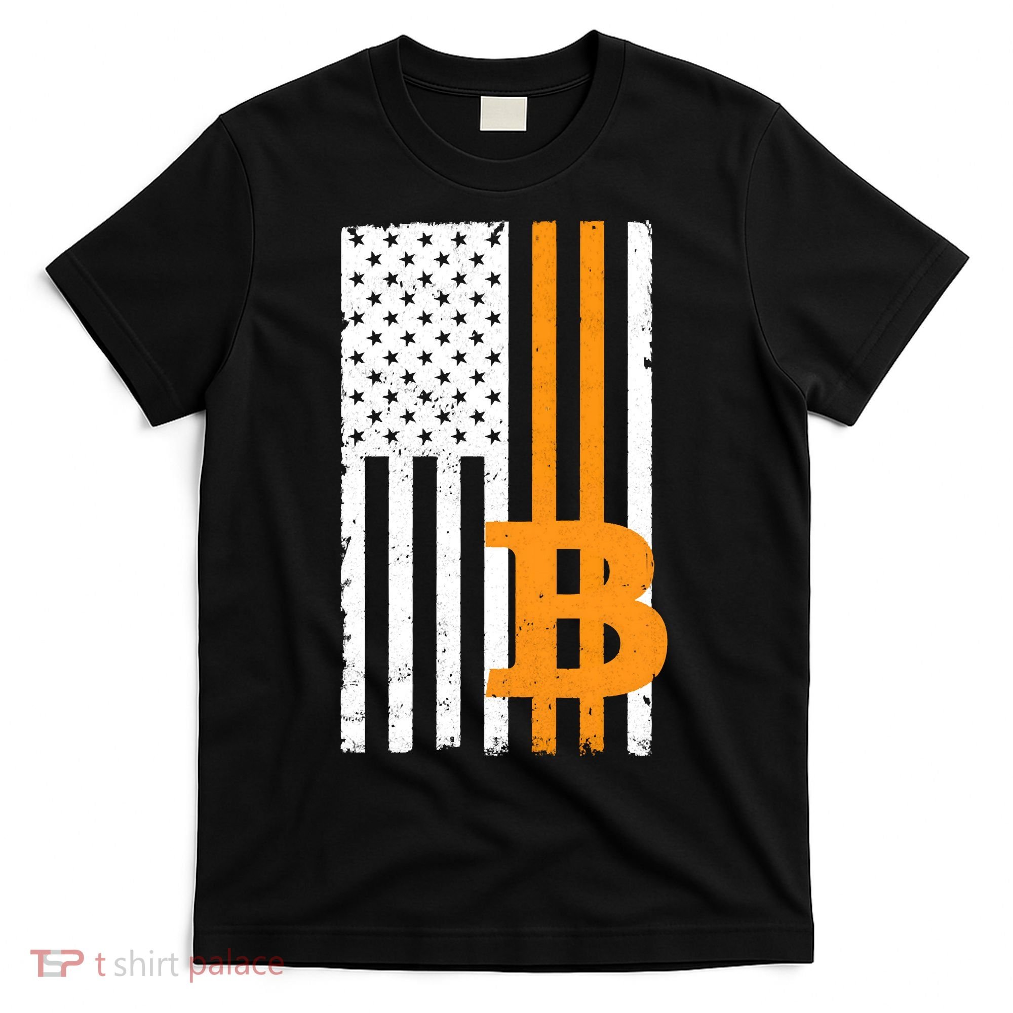 Vintage Bitcoin BTC USA Flag Crypto Currency Traders Bitcoin T-Shirt