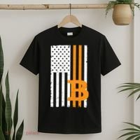 Vintage Bitcoin BTC USA Flag Crypto Currency Traders Bitcoin T-Shirt thumb 2