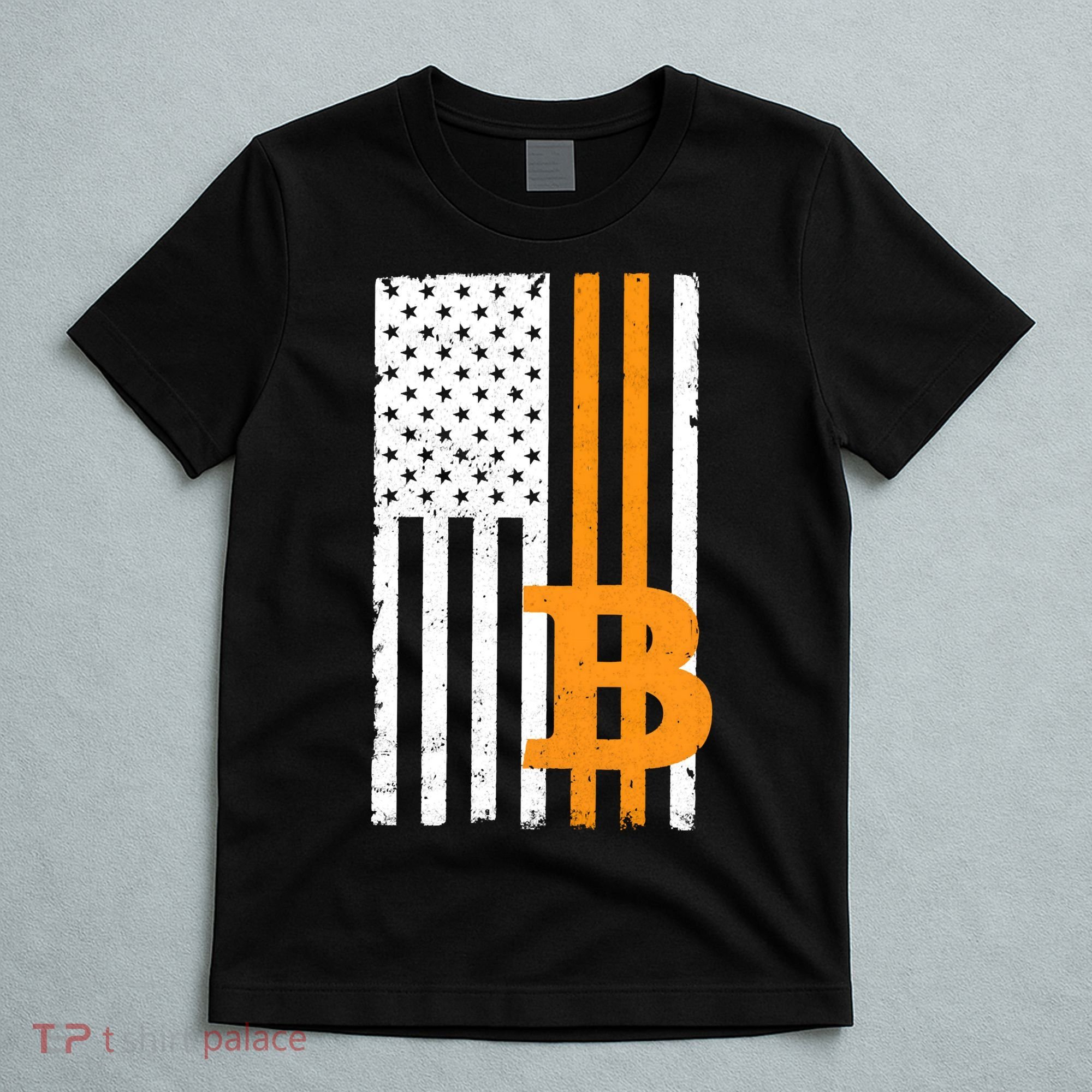 Vintage Bitcoin BTC USA Flag Crypto Currency Traders Bitcoin T-Shirt