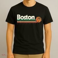 Vintage Basketball Boston City BBall Retro Stripes T-Shirt thumb 3