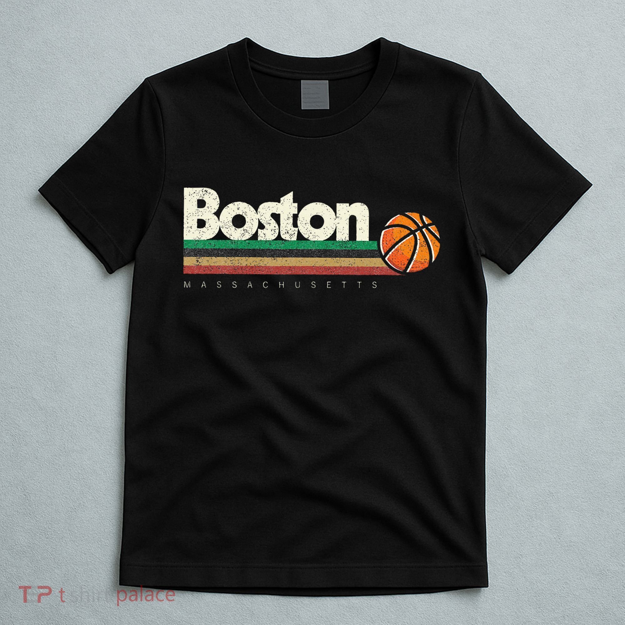 Vintage Basketball Boston City BBall Retro Stripes T-Shirt