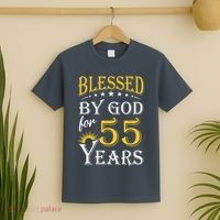 Vintage Blessed by God for 55 years Happy 55th Birthday T-Shirt thumb 2
