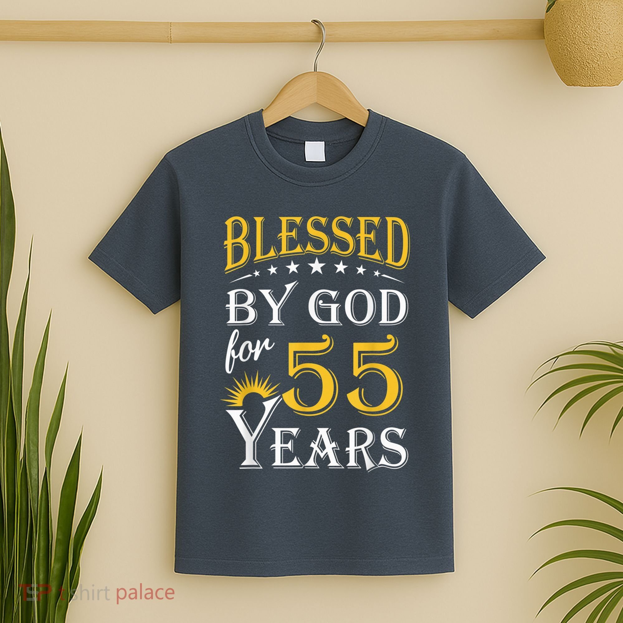 Vintage Blessed by God for 55 years Happy 55th Birthday T-Shirt