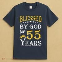 Vintage Blessed by God for 55 years Happy 55th Birthday T-Shirt thumb 4