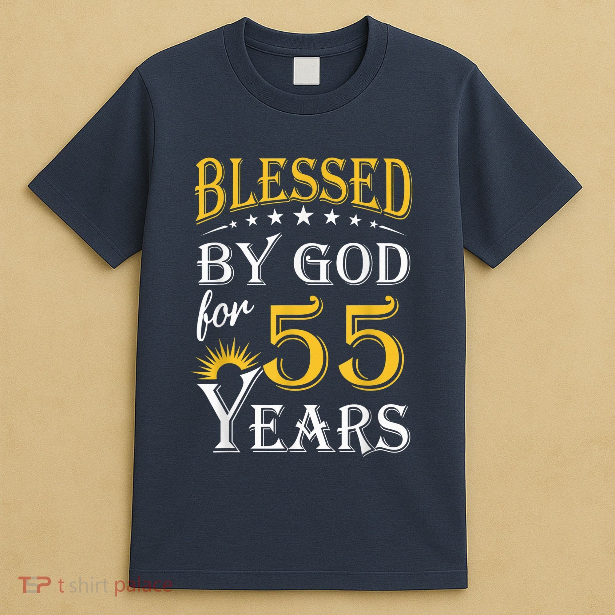 Vintage Blessed by God for 55 years Happy 55th Birthday T-Shirt