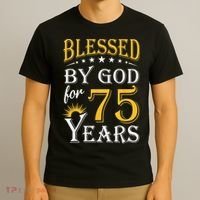 Vintage Blessed by God for 75 years Happy 75th Birthday T-Shirt thumb 3