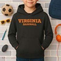 Virginia Baseball Block Font Kids Hoodie thumb 2