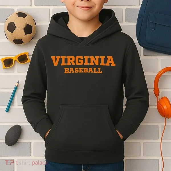 Virginia Baseball Block Font Kids Hoodie