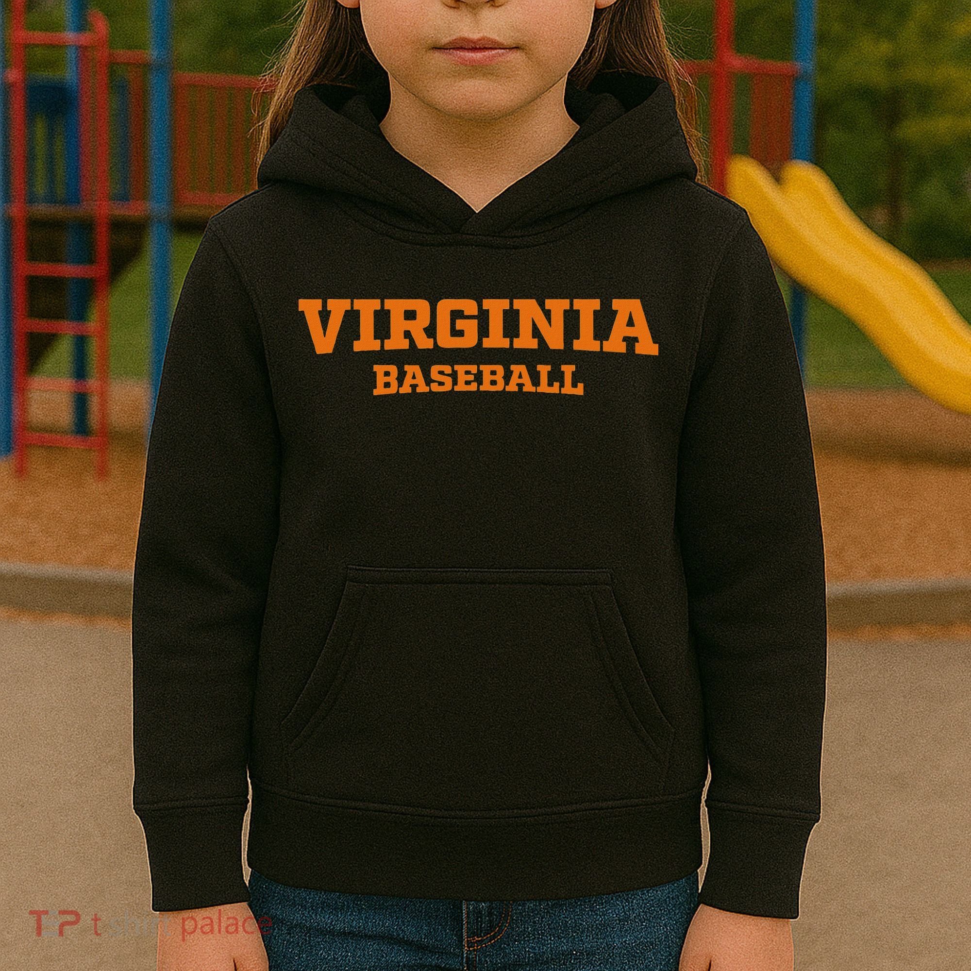 Virginia Baseball Block Font Kids Hoodie