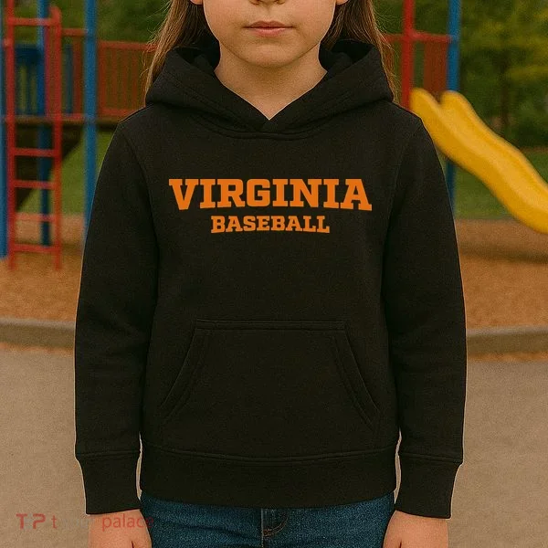 Virginia Baseball Block Font Kids Hoodie
