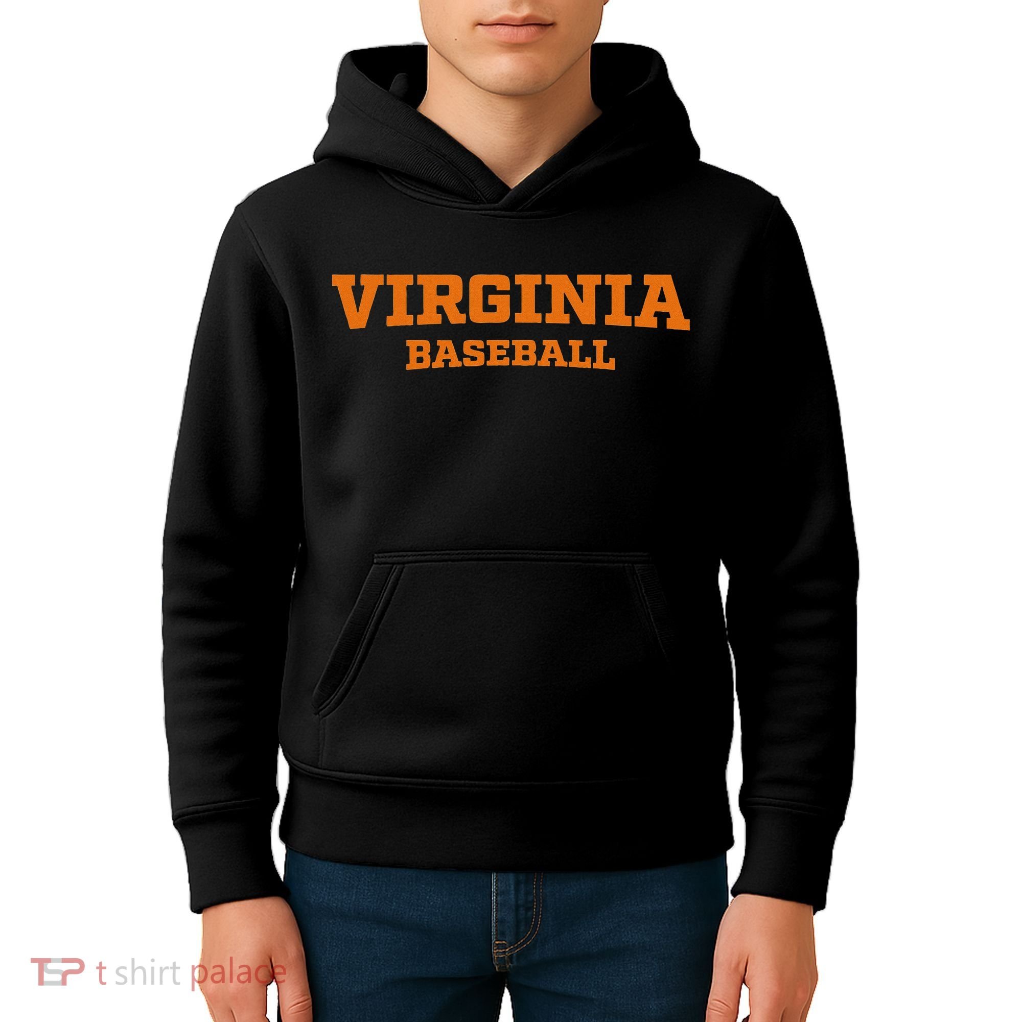 Virginia Baseball Block Font Kids Hoodie