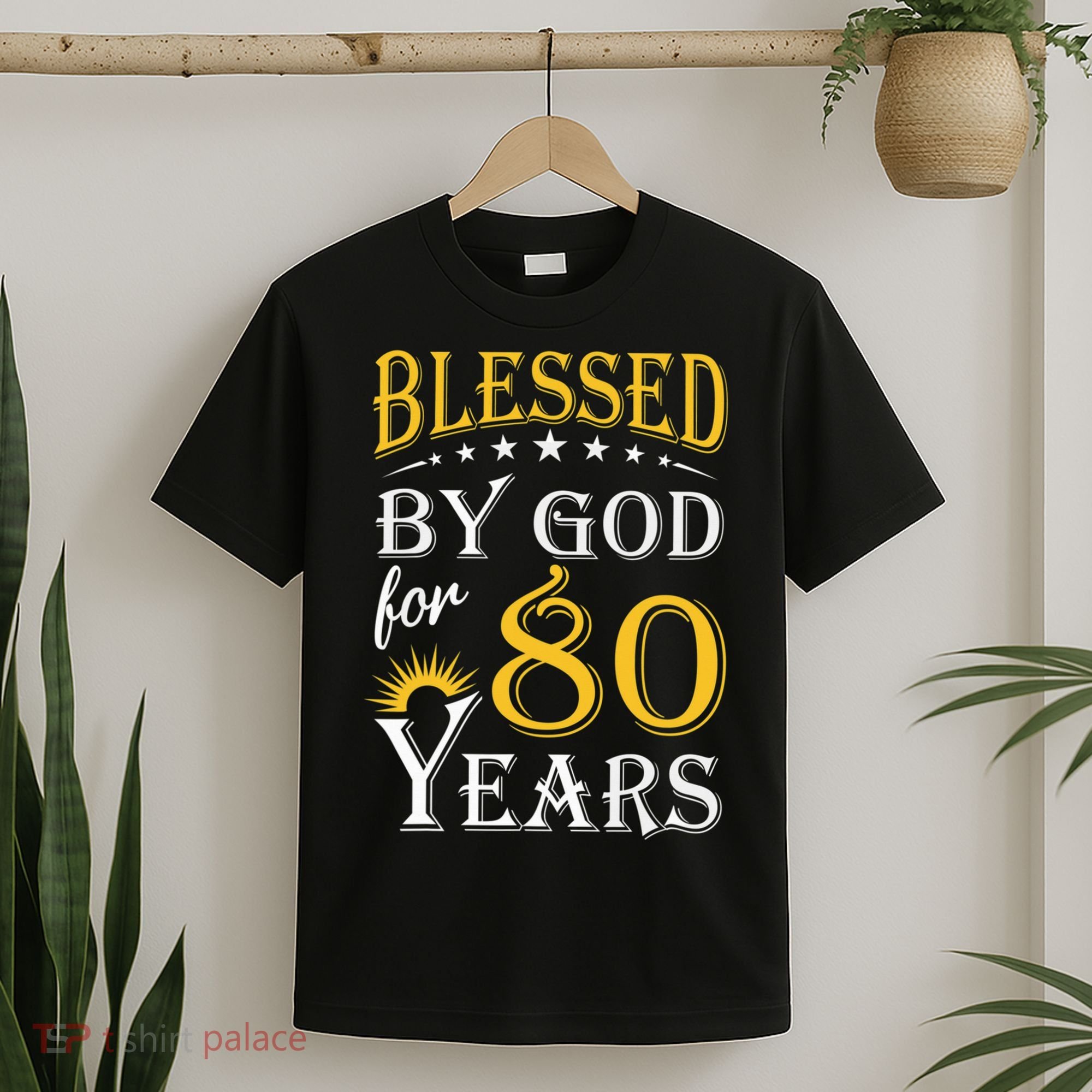 Vintage Blessed by God for 80 years Happy 80th Birthday T-Shirt