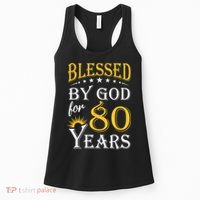 Vintage Blessed by God for 80 years Happy 80th Birthday Women's Tank Top thumb 0