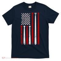 Vintage Baseball Bat American USA Flag Baseball Graphic T-Shirt thumb 0