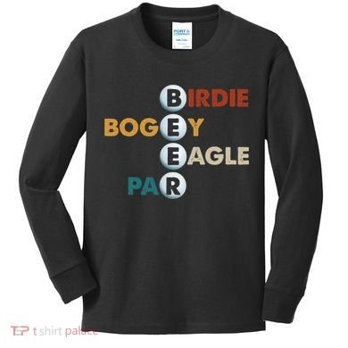 Vintage Birdie Bogey Eagle Par Beer Golf Ball Funny Kids Long Sleeve Shirt