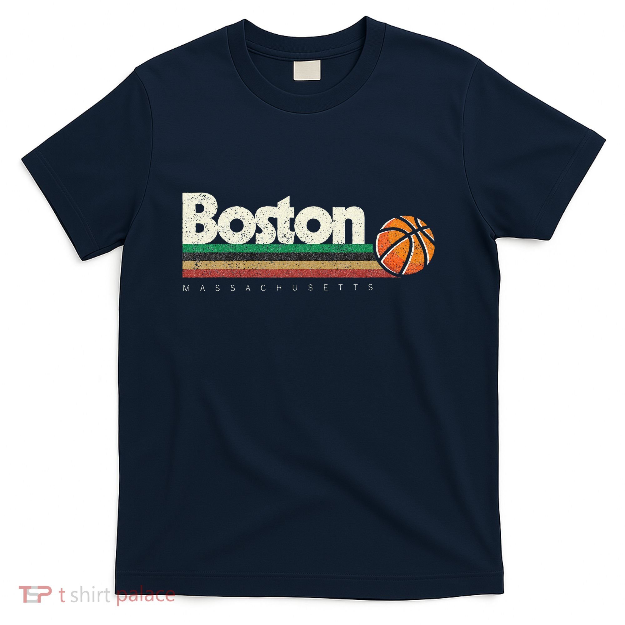 Vintage Basketball Boston City Bball Retro Stripes T-Shirt