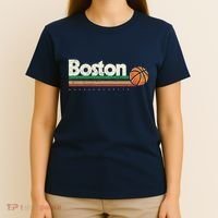 Vintage Basketball Boston City Bball Retro Stripes T-Shirt thumb 4