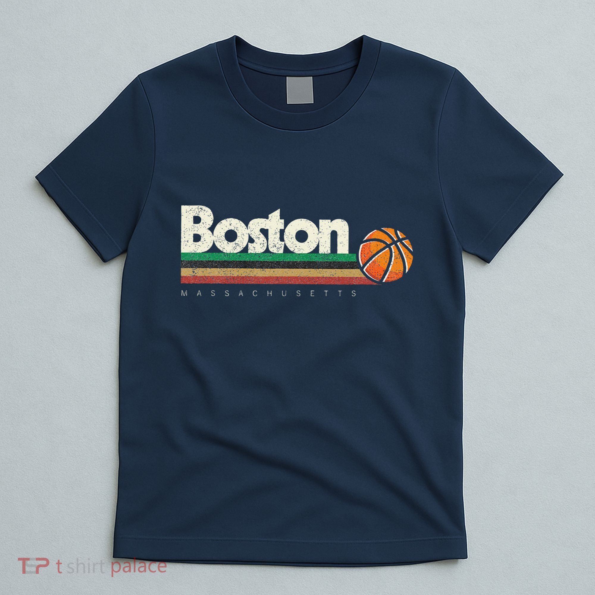 Vintage Basketball Boston City Bball Retro Stripes T-Shirt
