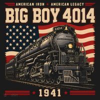 Vintage Big Boy 4014 Steam Locomotive American Pride T-Shirt thumb 7