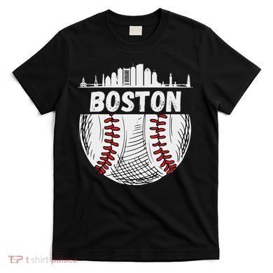 Vintage Boston Baseball Skyline Boston Baseball Graphic T-Shirt
