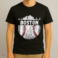 Vintage Boston Baseball Skyline Boston Baseball Graphic T-Shirt thumb 3