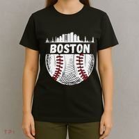 Vintage Boston Baseball Skyline Boston Baseball Graphic T-Shirt thumb 4
