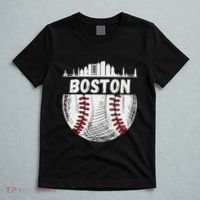 Vintage Boston Baseball Skyline Boston Baseball Graphic T-Shirt thumb 5