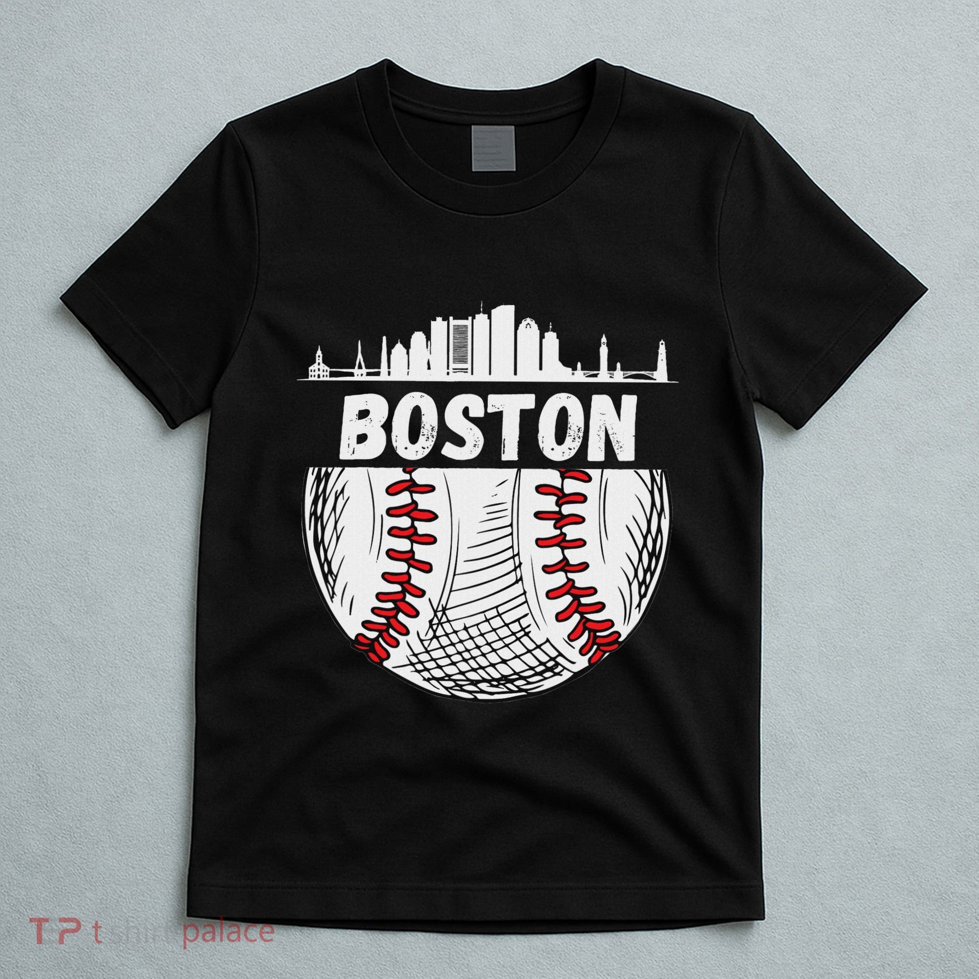 Vintage Boston Baseball Skyline Boston Baseball Graphic T-Shirt