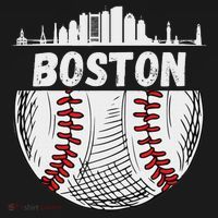 Vintage Boston Baseball Skyline Boston Baseball Graphic T-Shirt thumb 7
