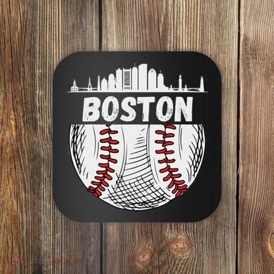 Vintage Boston Baseball Skyline Boston Baseball Graphic Coaster