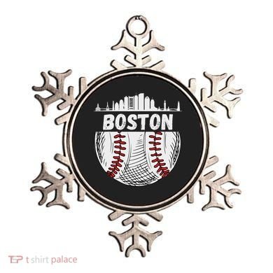 Vintage Boston Baseball Skyline Boston Baseball Graphic Ornament