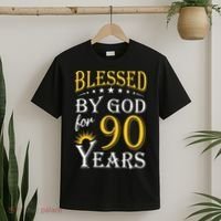 Vintage Blessed by God for 90 years Happy 90th Birthday T-Shirt thumb 2
