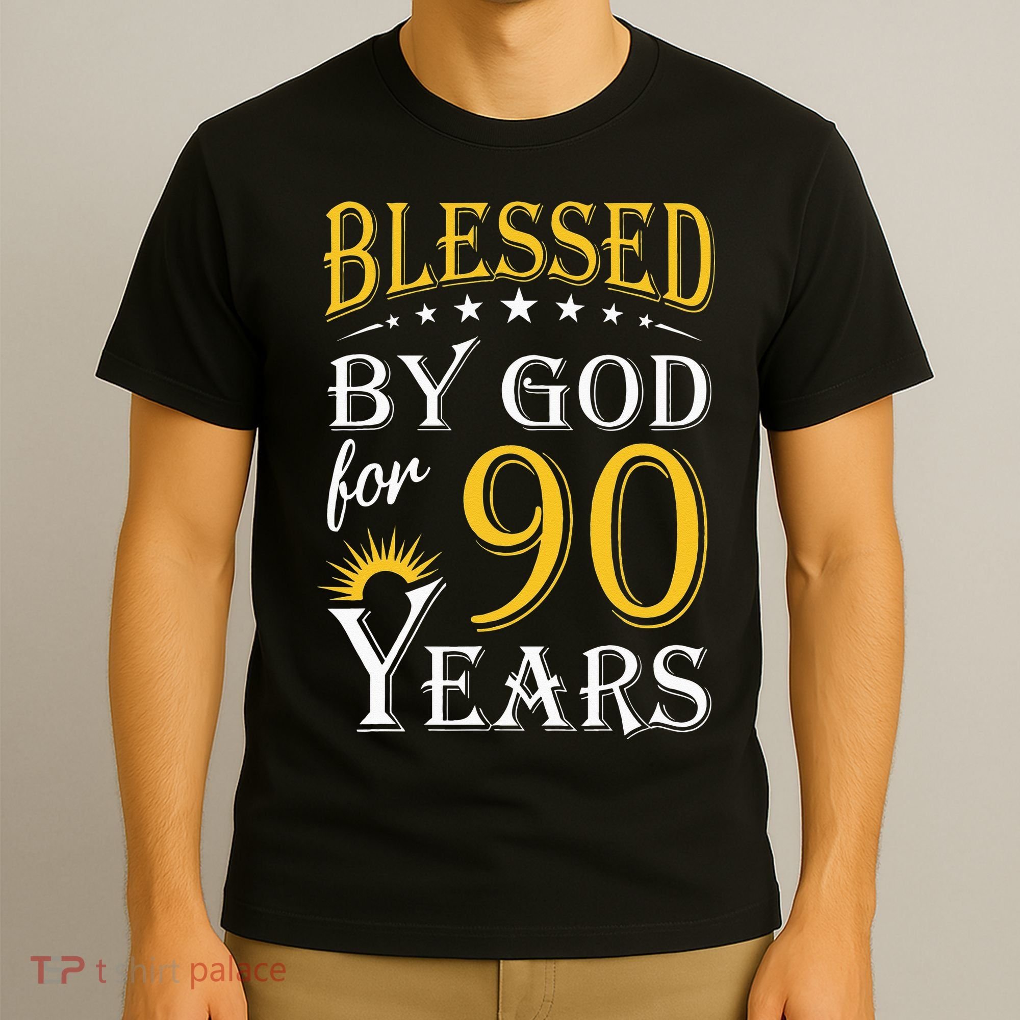 Vintage Blessed by God for 90 years Happy 90th Birthday T-Shirt