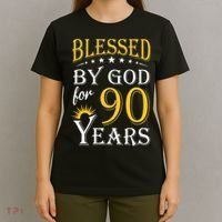 Vintage Blessed by God for 90 years Happy 90th Birthday T-Shirt thumb 4