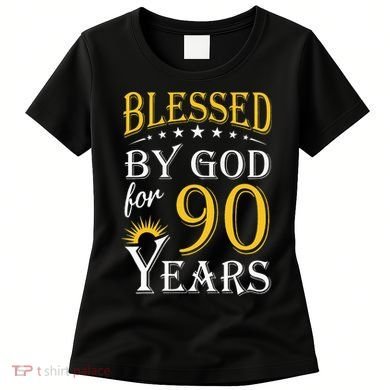 Vintage Blessed by God for 90 years Happy 90th Birthday Women's T-Shirt