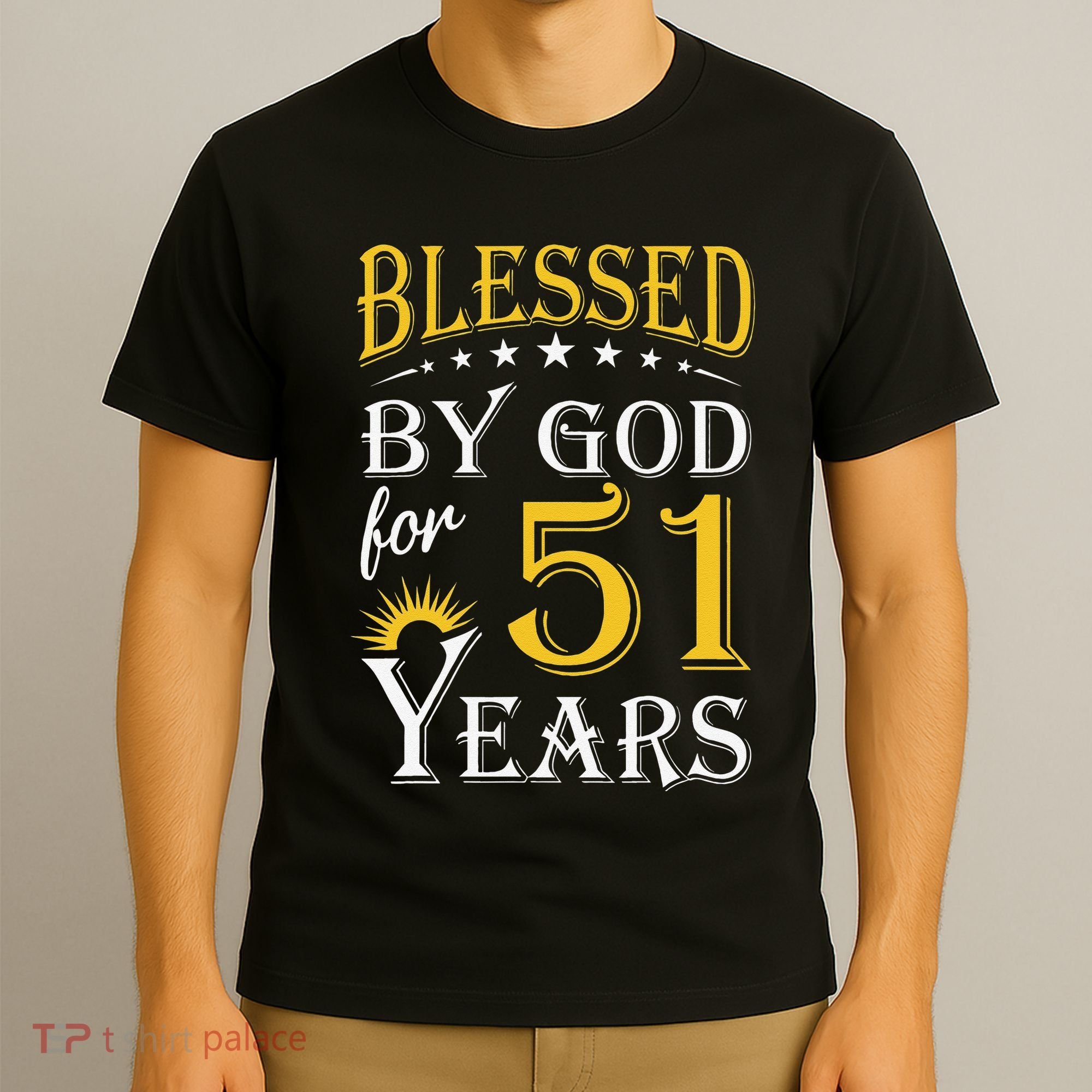 Vintage Blessed By God For 51 Years Happy 51st Birthday T-Shirt