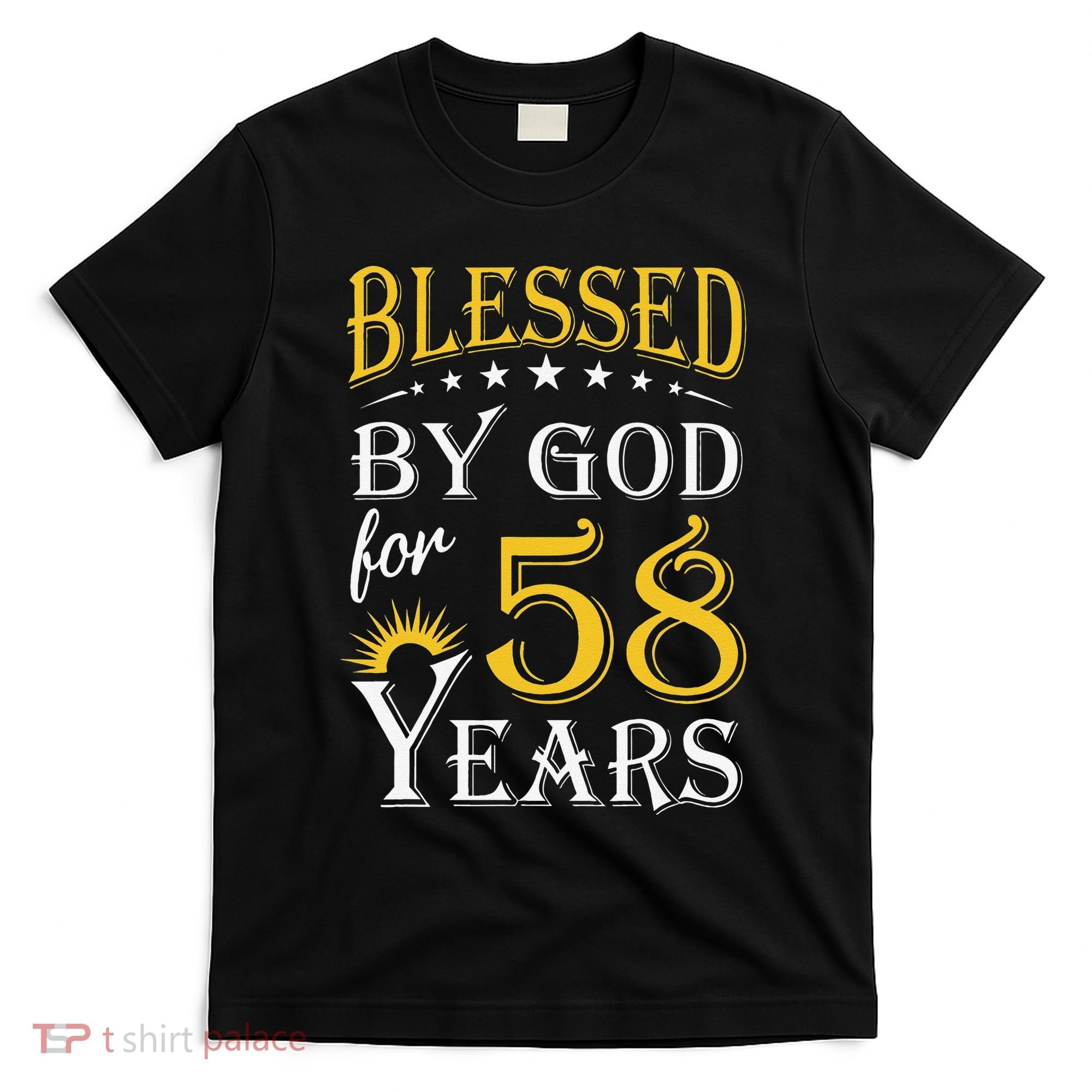 Vintage Blessed By God For 58 Years Happy 58th Birthday T-Shirt