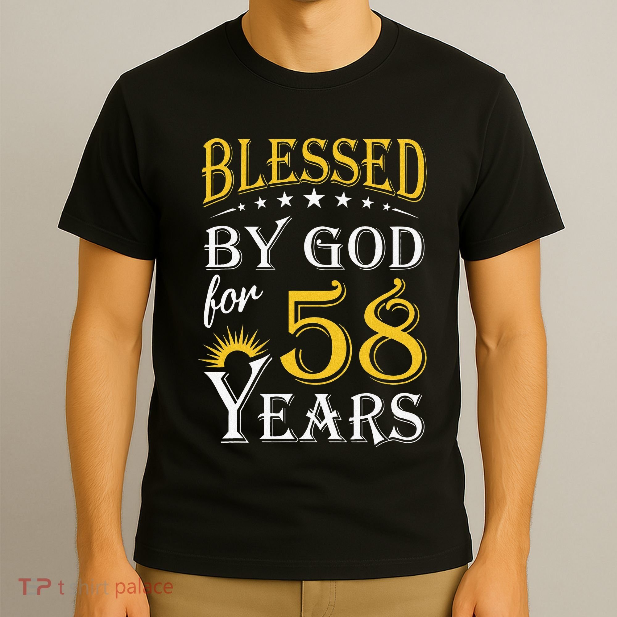 Vintage Blessed By God For 58 Years Happy 58th Birthday T-Shirt