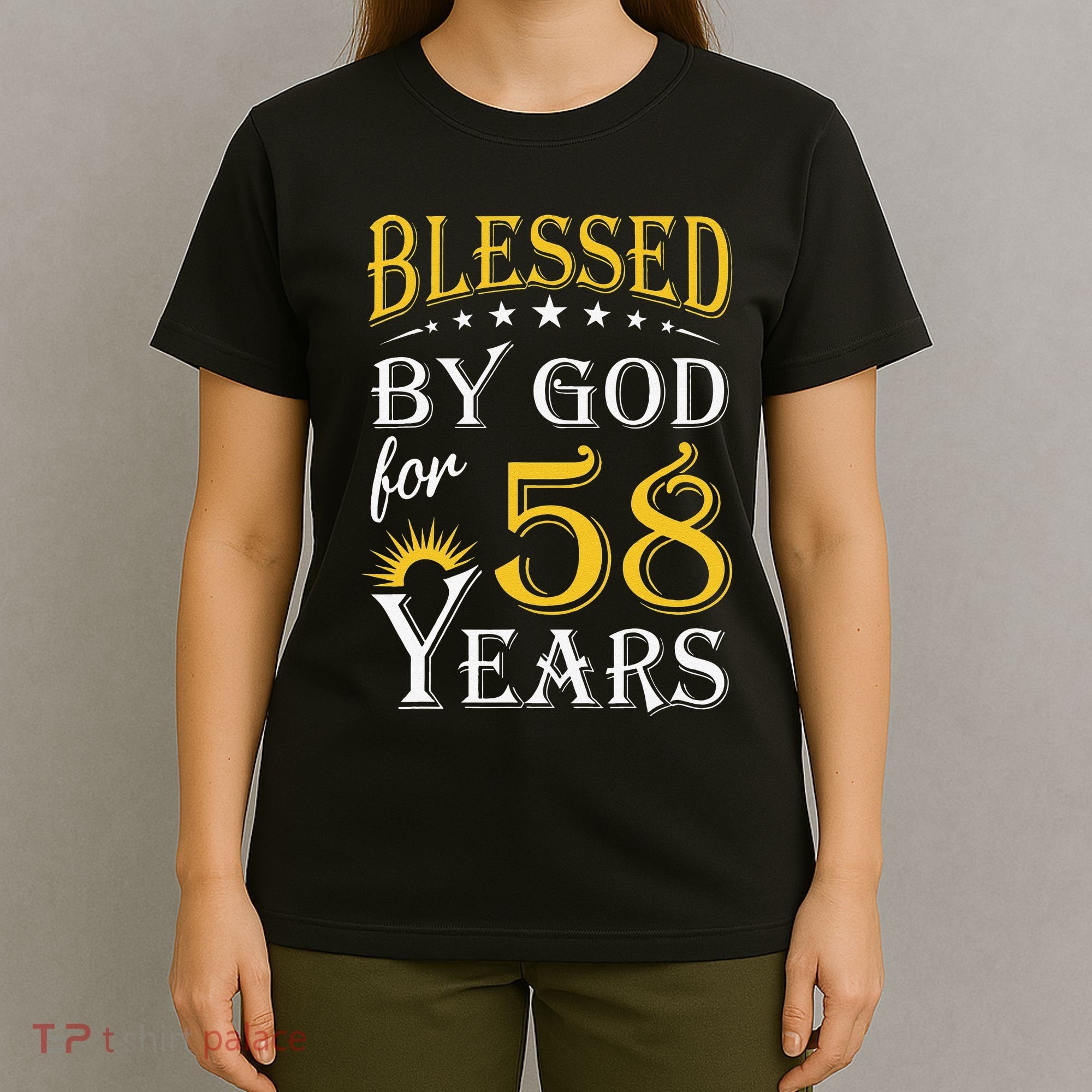 Vintage Blessed By God For 58 Years Happy 58th Birthday T-Shirt