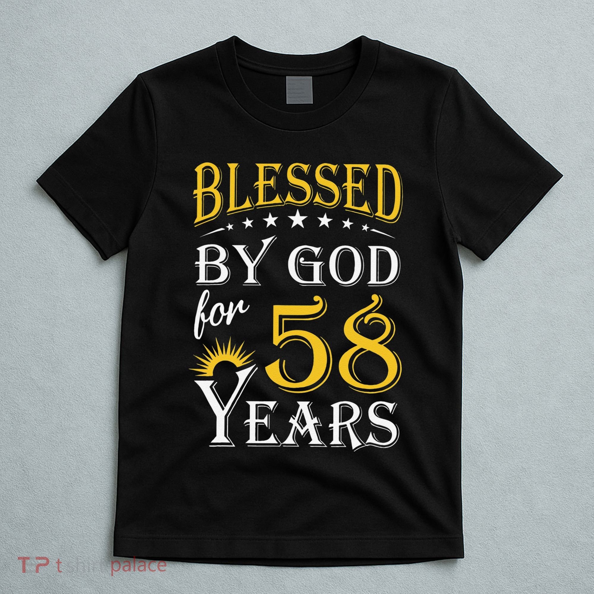 Vintage Blessed By God For 58 Years Happy 58th Birthday T-Shirt