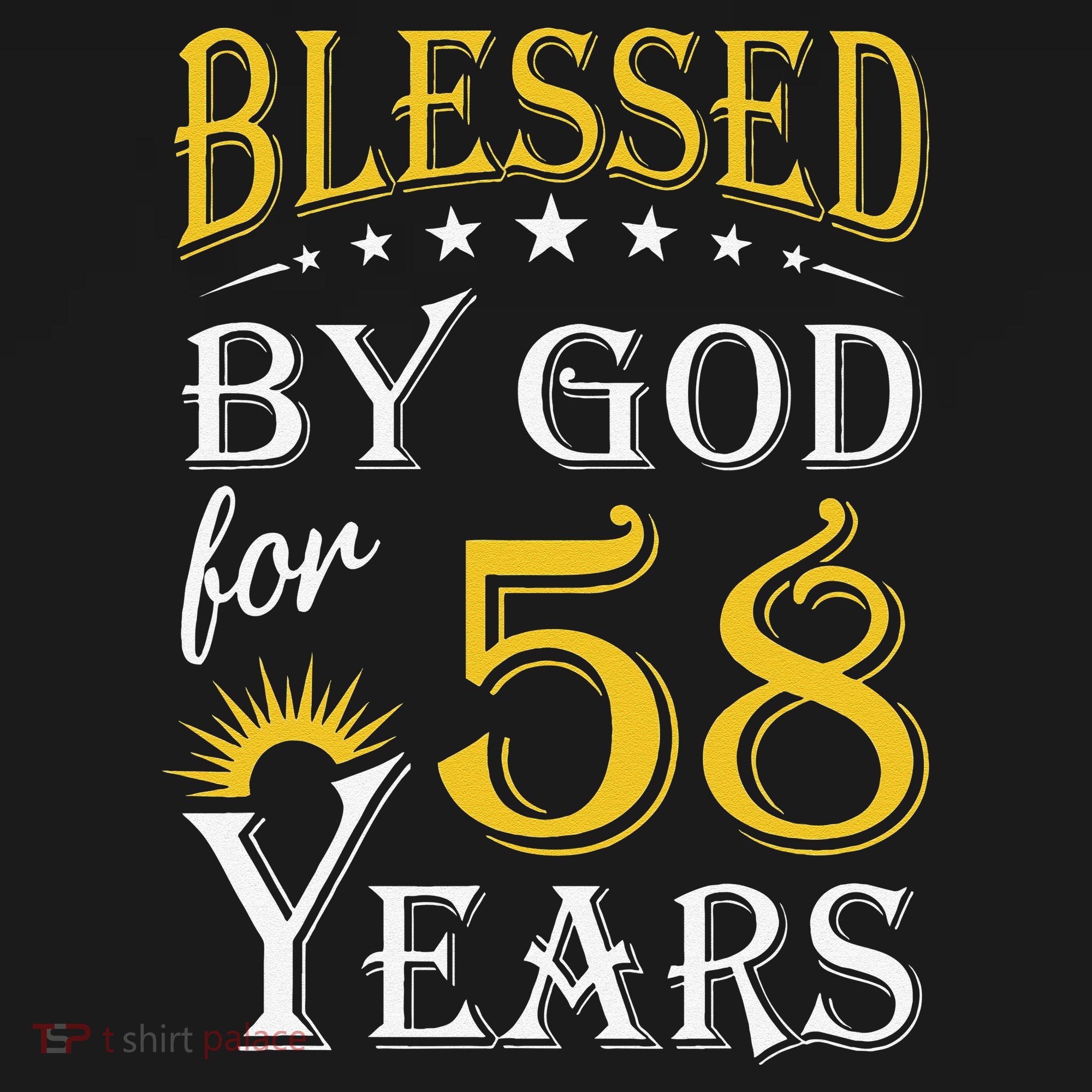 Vintage Blessed By God For 58 Years Happy 58th Birthday T-Shirt
