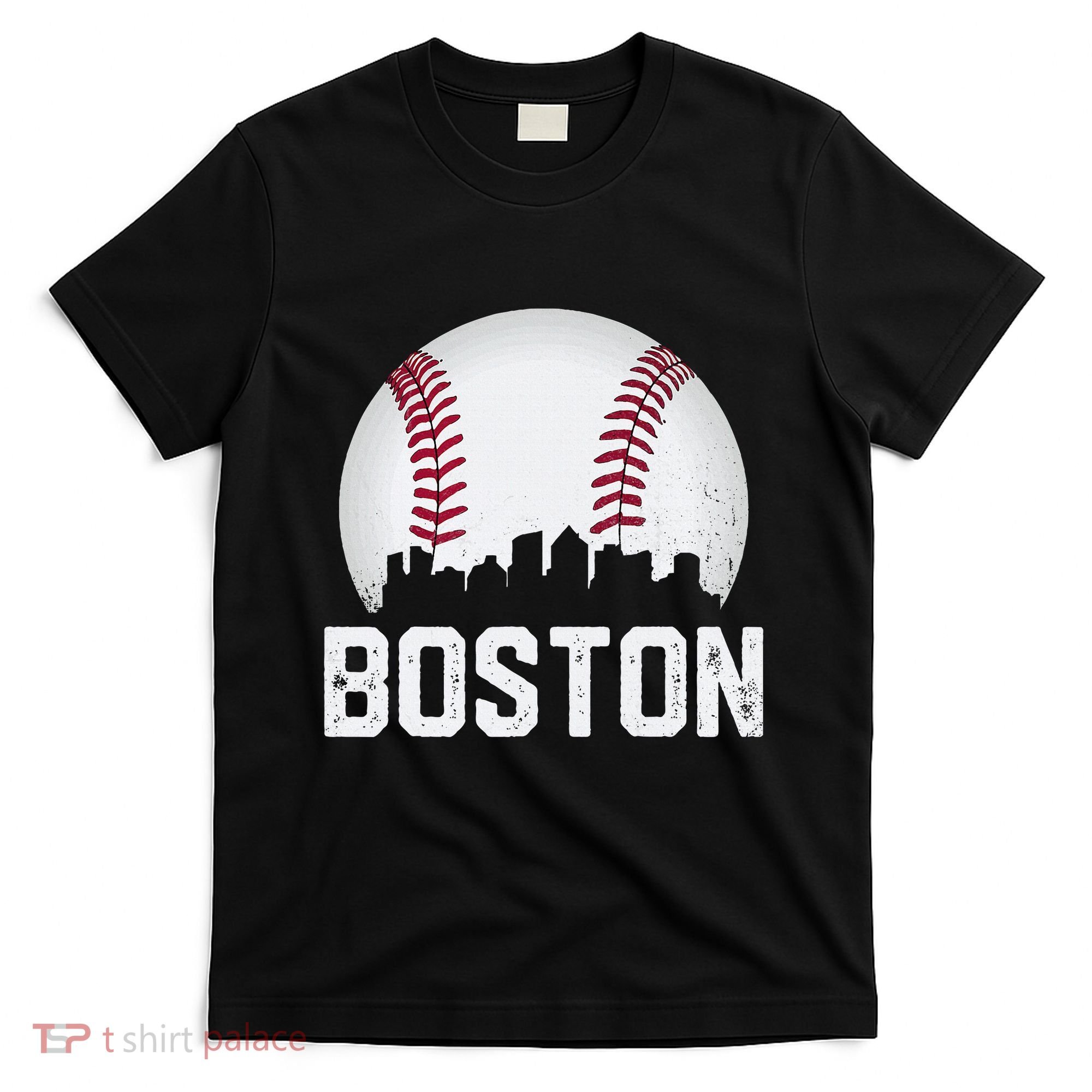 Vintage Boston City Skyline Baseball Game Day Fan T-Shirt