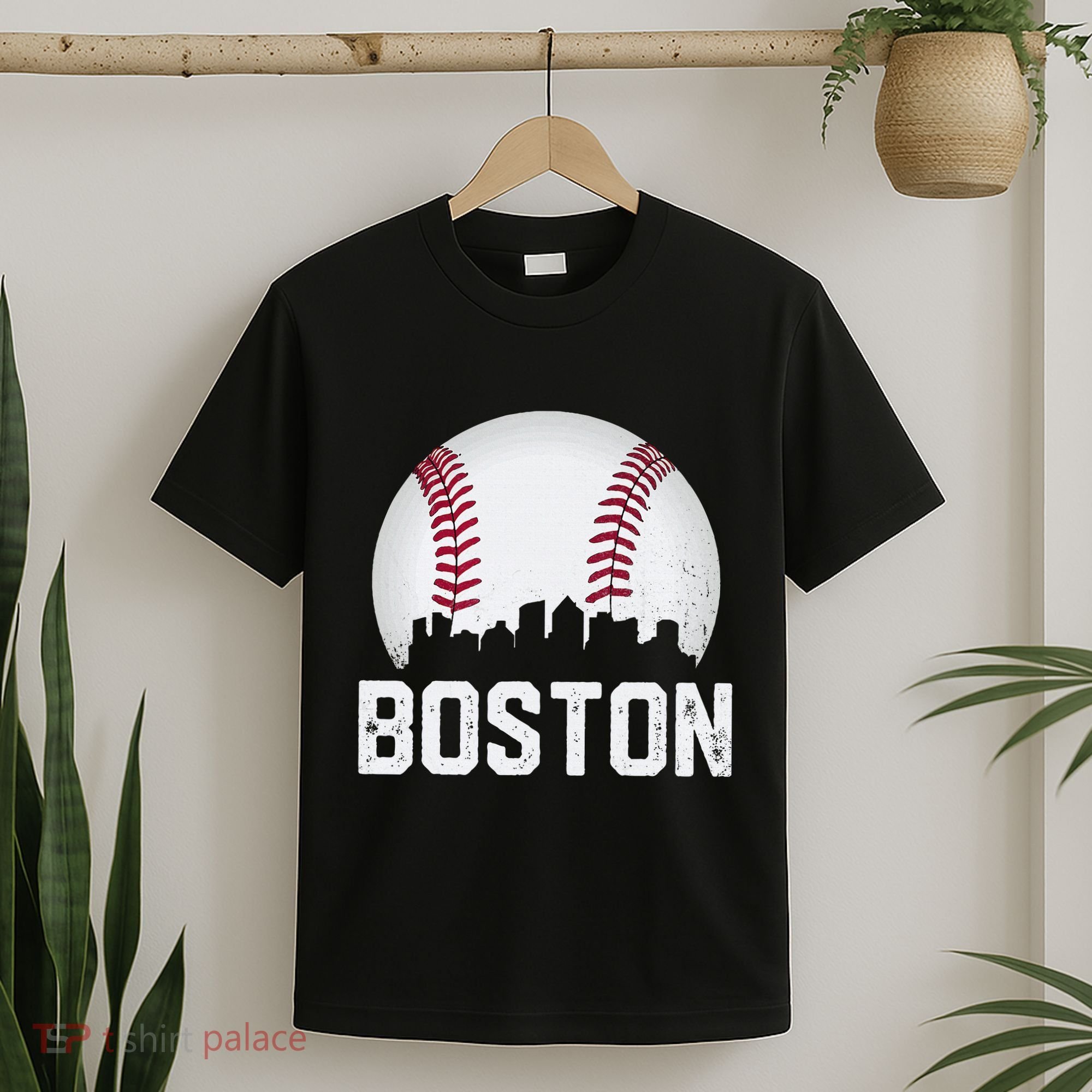 Vintage Boston City Skyline Baseball Game Day Fan T-Shirt