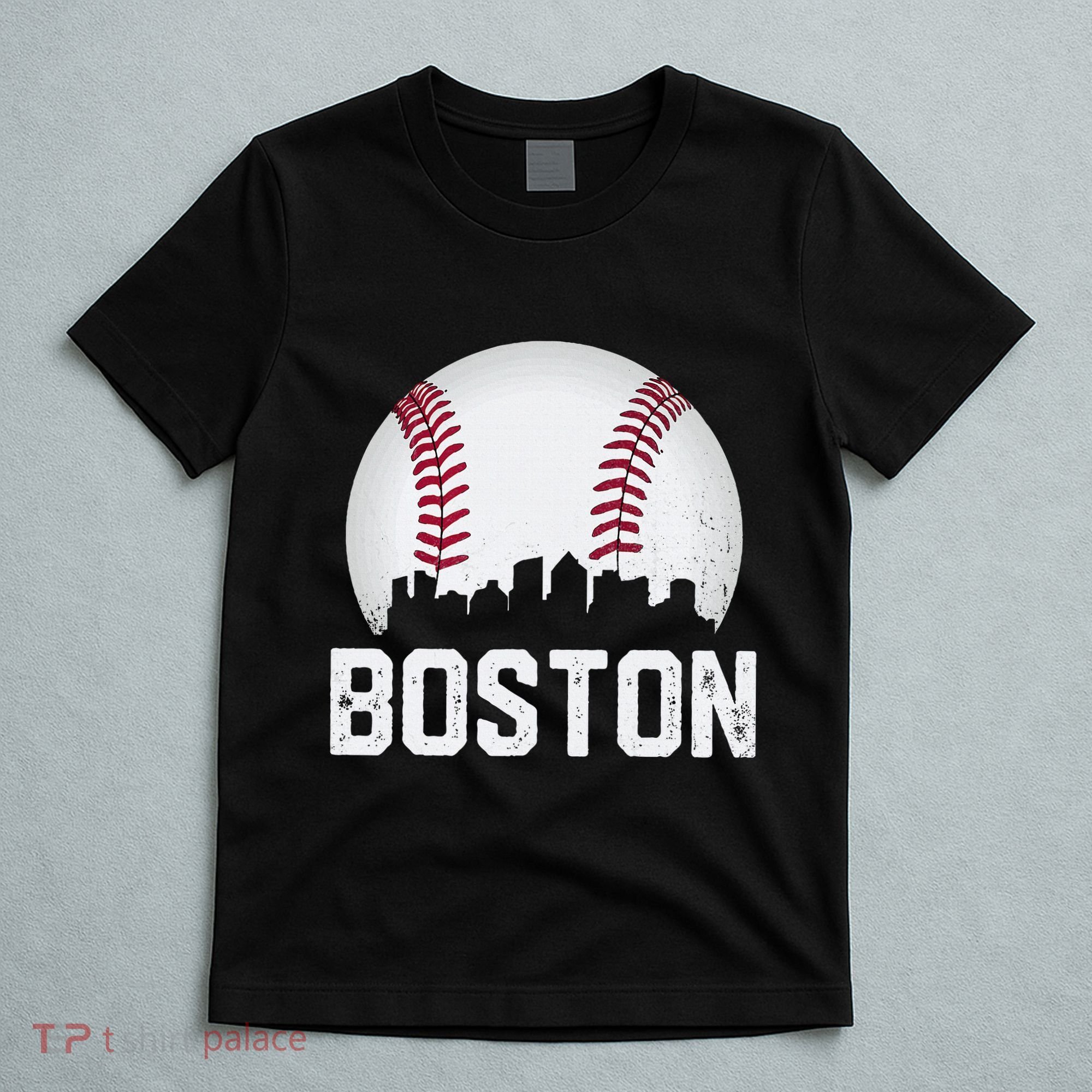 Vintage Boston City Skyline Baseball Game Day Fan T-Shirt