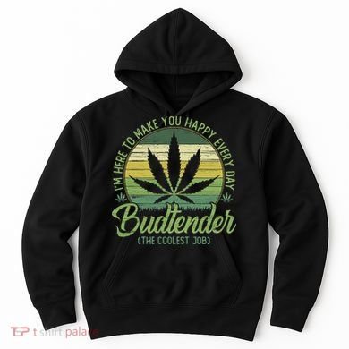 Vintage Budtender Coolest Job Marijuana Weed Supporters Hoodie