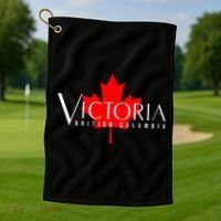 VICTORIA BRITISH COLUMBIA BC CANADA GARDEN CITY MAPLE LEAF Golf Towel thumb 1