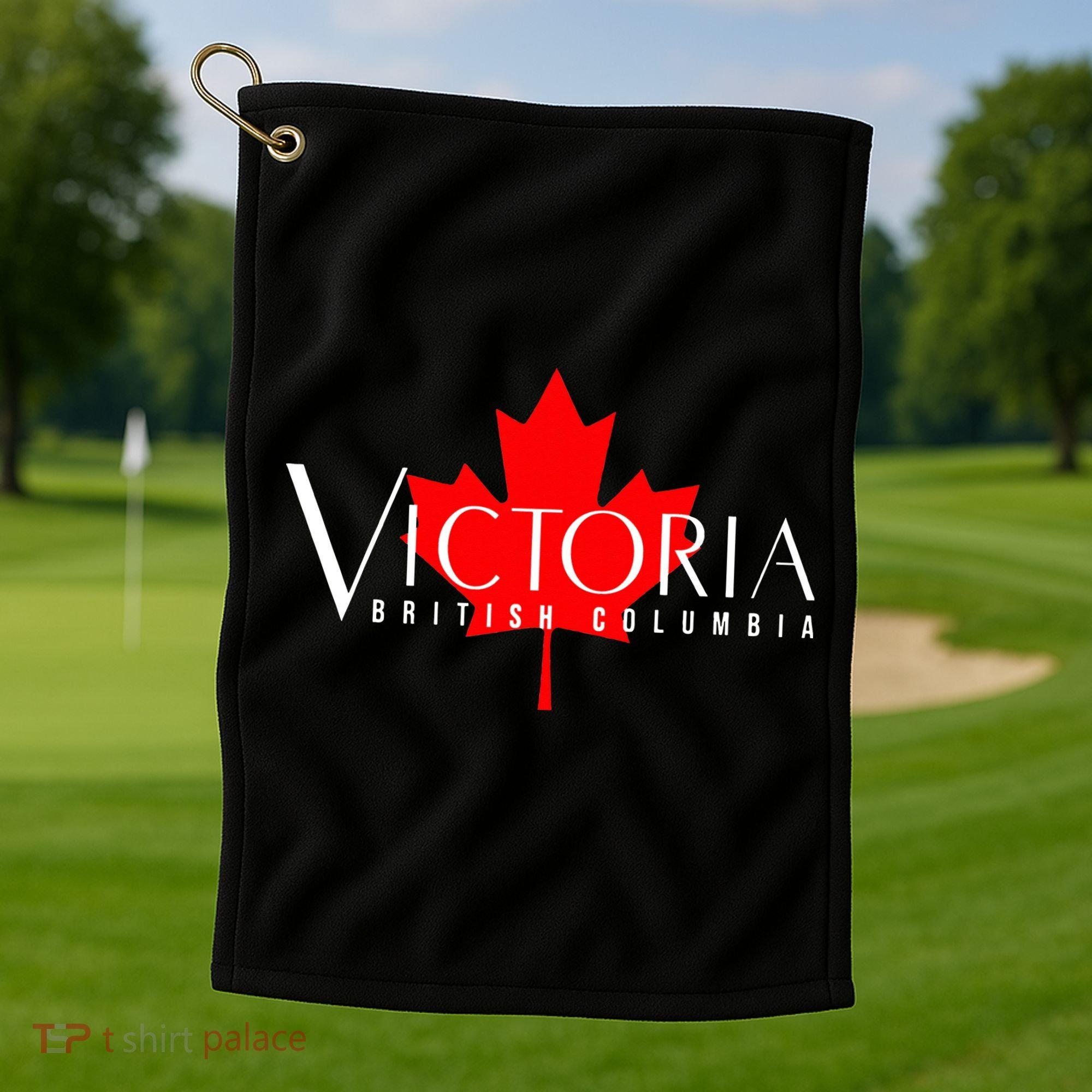 VICTORIA BRITISH COLUMBIA BC CANADA GARDEN CITY MAPLE LEAF Golf Towel